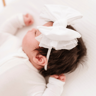 Baby Bling Bows - Baby Bling Bows - LAYERED FAB® SKINNY: white dot tulle - Classy Rascals Boutique