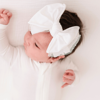 Baby Bling Bows - Baby Bling Bows - LAYERED FAB® SKINNY: white dot tulle - Classy Rascals Boutique