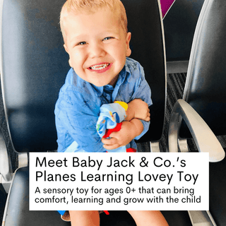 Baby Jack and Company - Baby Jack and Company - Airplanes Helicopter Crinkle Tag Square 8"x8” Sensory Toy - Classy Rascals Boutique