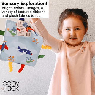 Baby Jack and Company - Baby Jack and Company - Airplanes Helicopter Crinkle Tag Square 8"x8” Sensory Toy - Classy Rascals Boutique