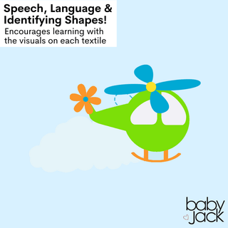 Baby Jack and Company - Baby Jack and Company - Airplanes Helicopter Crinkle Tag Square 8"x8” Sensory Toy - Classy Rascals Boutique