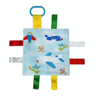 Baby Jack and Company - Baby Jack and Company - Airplanes Helicopter Crinkle Tag Square 8"x8” Sensory Toy - Classy Rascals Boutique