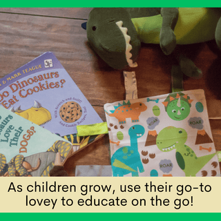 Baby Jack and Company - Baby Jack and Company - Dinosaur Learning Lovey Crinkle Tag Sensory Toy 8"x8" - Classy Rascals Boutique