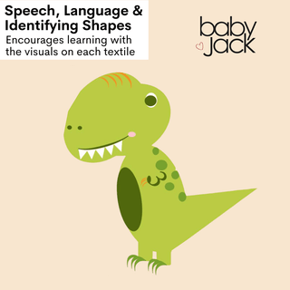Baby Jack and Company - Baby Jack and Company - Dinosaur Learning Lovey Crinkle Tag Sensory Toy 8"x8" - Classy Rascals Boutique