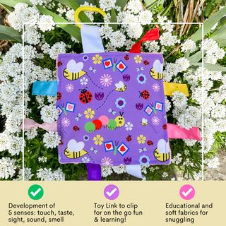 Baby Jack and Company - Baby Jack and Company - Garden Flower Bees and Butterflies Learning Lovey Toy 8"x 8" - Classy Rascals Boutique