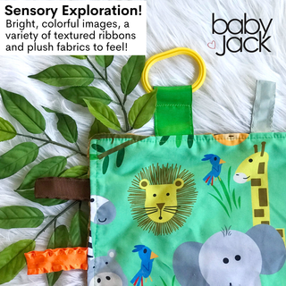 Baby Jack and Company - Baby Jack and Company - Jungle Zoo Crinkle Tag Square 8x8 Tummy Time Toy 8" x 8" - Classy Rascals Boutique