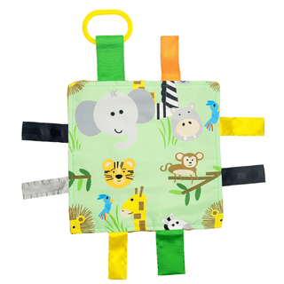 Baby Jack and Company - Baby Jack and Company - Jungle Zoo Crinkle Tag Square 8x8 Tummy Time Toy 8" x 8" - Classy Rascals Boutique