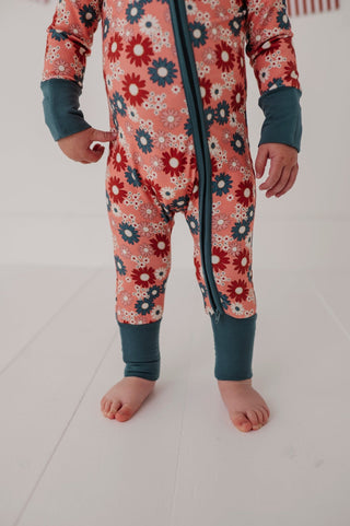 Baby Sprouts - Baby Sprouts Long Sleeve Zip Romper Zoey Daisy - Classy Rascals Boutique
