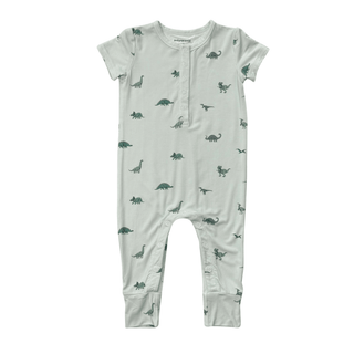 Baby Sprouts - Baby Sprouts Short Sleeve Henley Romper Dinosaur - Classy Rascals Boutique