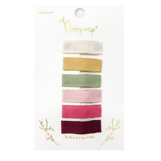 Baby Wisp - Baby Wisp - 6 Small Snap Ribbon Hair Clips - Amelia - Classy Rascals Boutique