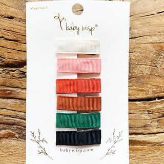Baby Wisp - Baby Wisp - 6 Small Snap Ribbon Hair Clips - Autumn - Classy Rascals Boutique
