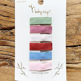 Baby Wisp - Baby Wisp - 6 Small Snap Ribbon Hair Clips - Lilypad - Classy Rascals Boutique