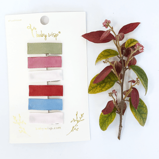 Baby Wisp - Baby Wisp - 6 Small Snap Ribbon Hair Clips - Lilypad - Classy Rascals Boutique