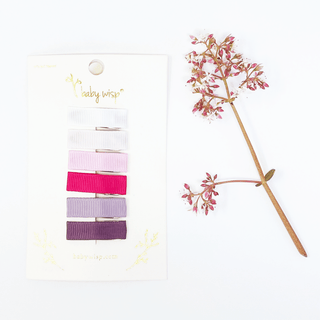 Baby Wisp - Baby Wisp - 6 Small Snap Ribbon Hair Clips - Purple Tulips - Classy Rascals Boutique