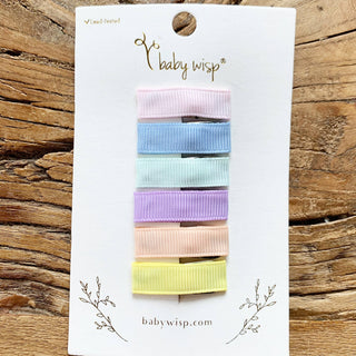 Baby Wisp - Baby Wisp - 6 Small Snap Ribbon Hair Clips - Spring - Classy Rascals Boutique