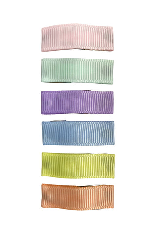 Baby Wisp - Baby Wisp - 6 Small Snap Ribbon Hair Clips - Spring - Classy Rascals Boutique