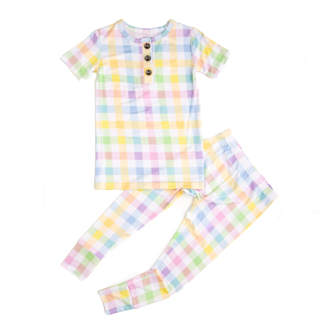 Gigi and Max - Winnie Pastel Plaid Two Piece Girls Easter Lounge Set