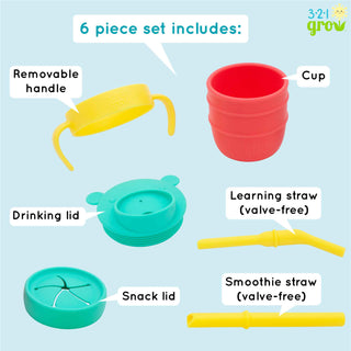 321 Grow - 321 Grow Easy Learn Silicone Drink & Snack Set - Watermelon