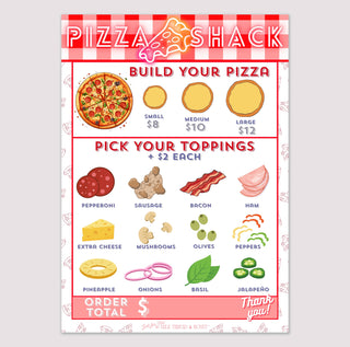 Milk Thread and Honey - Pretend Play Build-Your-Own Pizza Order Notepad