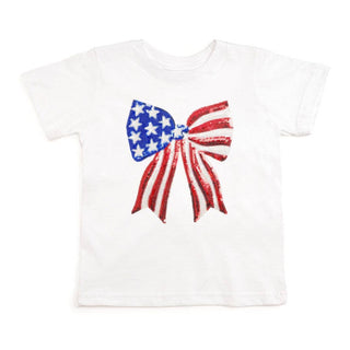 Sweet Wink - Patriotic Sequin Bow Patch Short Sleeve T-Shirt - Kids