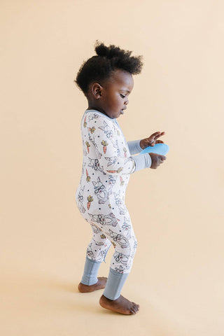 Lucky Panda Kids - Bamboo Easter Baby Zip Romper | Rad Bunny