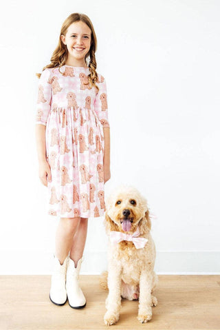 Mila & Rose - Goldendoodle 3/4 Sleeve Pocket Twirl Dress