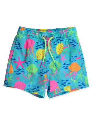 RuffleButts + RuggedButts - Boys Neon Jelly Time Performance Hybrid Swim Trunks