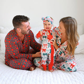 Gigi and Max - Belle Bows RUFFLE ZIP Christmas Bamboo Baby One Piece Outfit