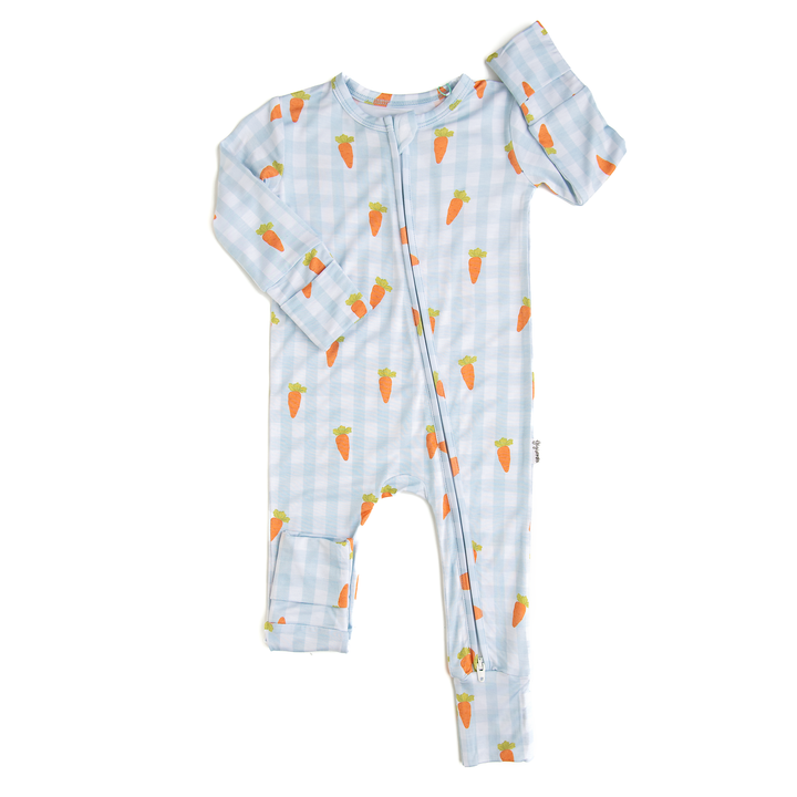 Gigi and Max - Henry Carrot Gingham Zip Easter Baby Outfit Sleepies Little