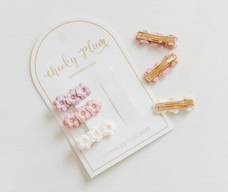 Cheeky Plum - Embroidery Hair Clip Set - Pink Ombre