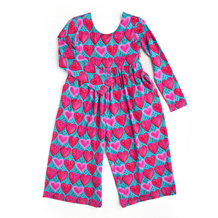 Gigi and Max - Alaina Hearts Romper Bamboo Kids Valentines Day Outfit