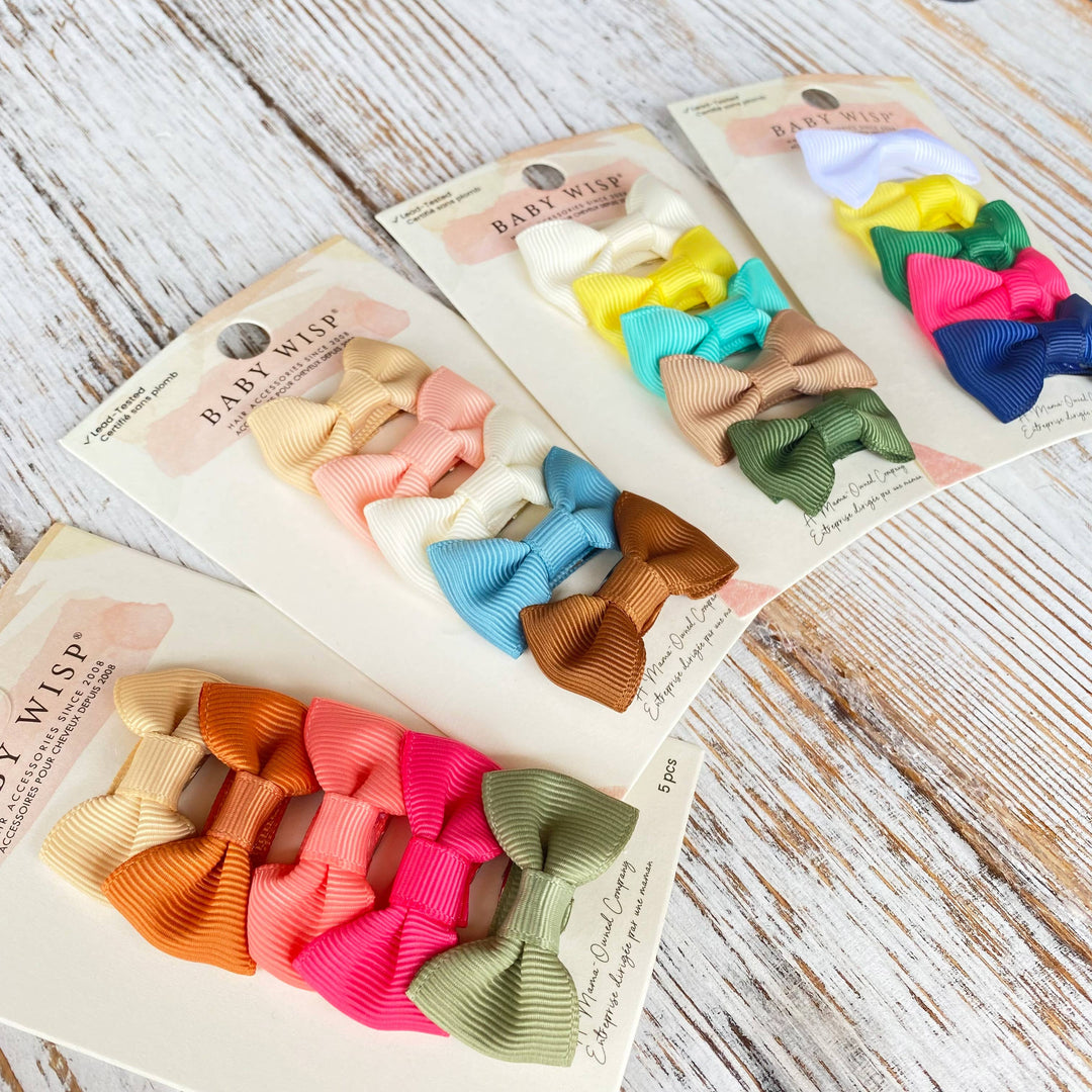 Baby Wisp - 5 Small Charlotte Bow Snap Clips- Lemonade Stand