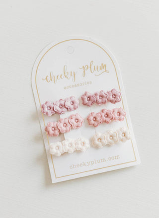 Cheeky Plum - Embroidery Hair Clip Set - Pink Ombre