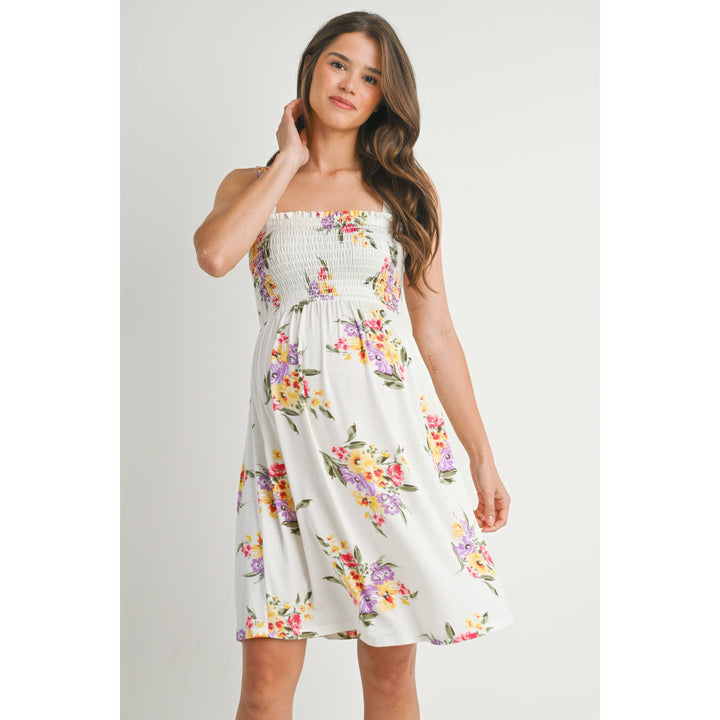 Hello Miz - White Floral Sleeveless Maternity Dress