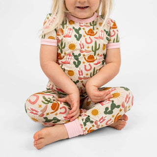 Emerson and Friends - Hey Y'all Western Bamboo Short Sleeve Kids Pajama Pants Set