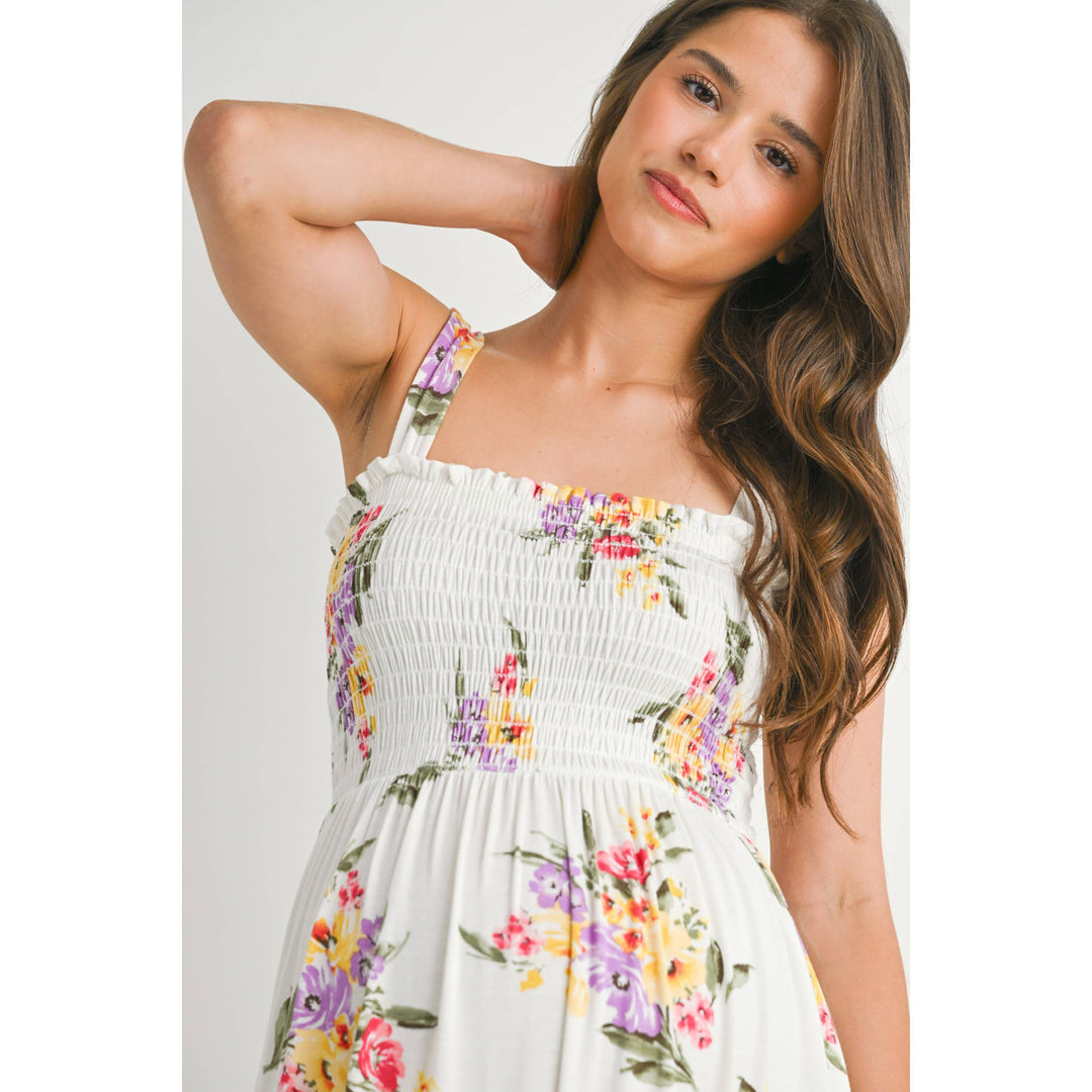 Hello Miz - White Floral Sleeveless Maternity Dress