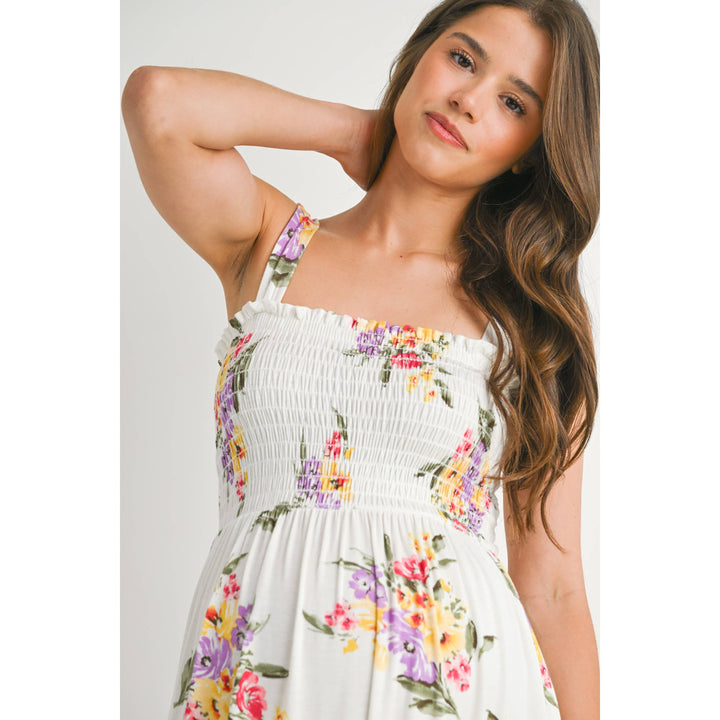 Hello Miz - White Floral Sleeveless Maternity Dress