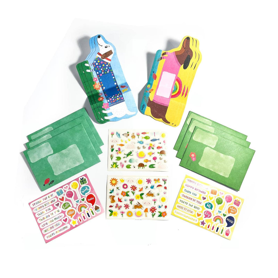 OOLY Tiny Tada! Note Cards & Sticker Set - Playful Pups