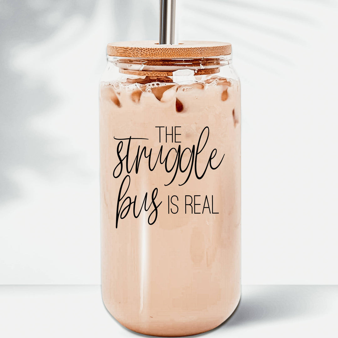 Gia Roma - Funny Coffee Mugs for Mom, Glass Cup With Lid & Metal Straws