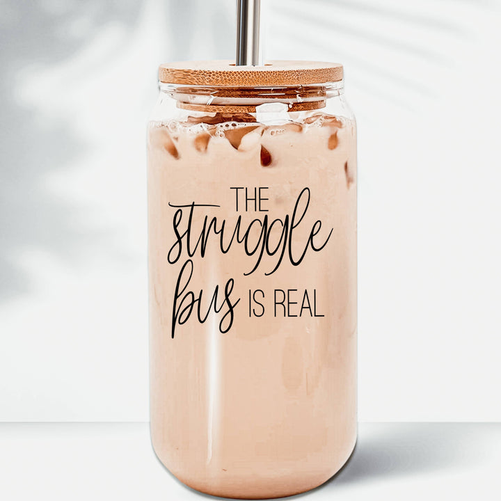 Gia Roma - Funny Coffee Mugs for Mom, Glass Cup With Lid & Metal Straws
