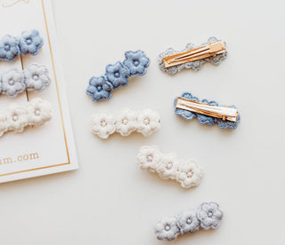 Cheeky Plum - Cheeky Plum - Embroidery Hair Clip Set - Blue Ombre - Classy Rascals Boutique