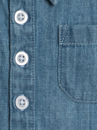 Colored Organics - Colored Organics Ted Chambray Collared Romper | Organic Cotton Baby Boy Romper - Classy Rascals Boutique