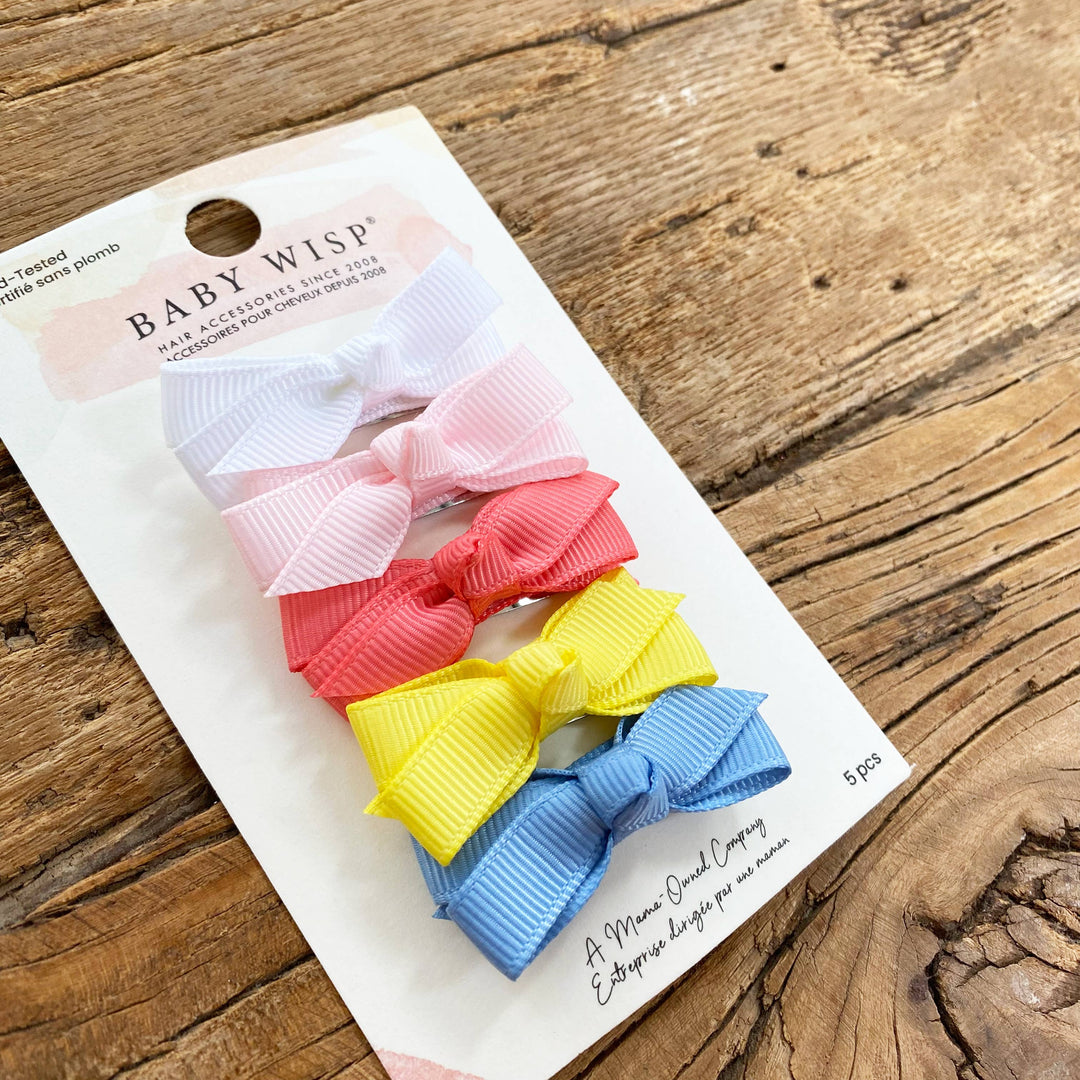 Baby Wisp - 5 Chelsea Boutique Bows on Snap Clips- Sea La Vie