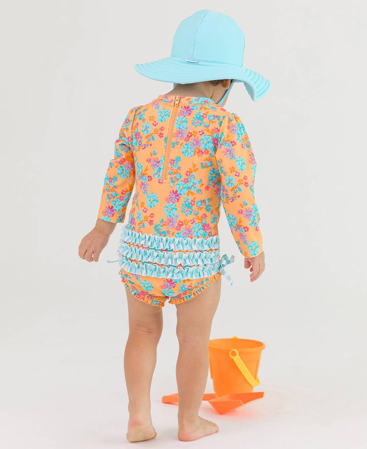 RuffleButts - Vibrant Valley Long Sleeve One Piece Rash Guard