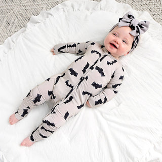 Gigi and Max - Vlad Gray Bats ZIP Bamboo Halloween Sleepies Little