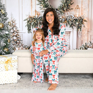 Gigi and Max - Belle Bows WOMENS TWO PIECE Christmas Adult Pajamas Bamboo