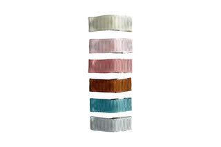 Baby Wisp - 6 Small Snap Ribbon Hair Clips - Calm Wave