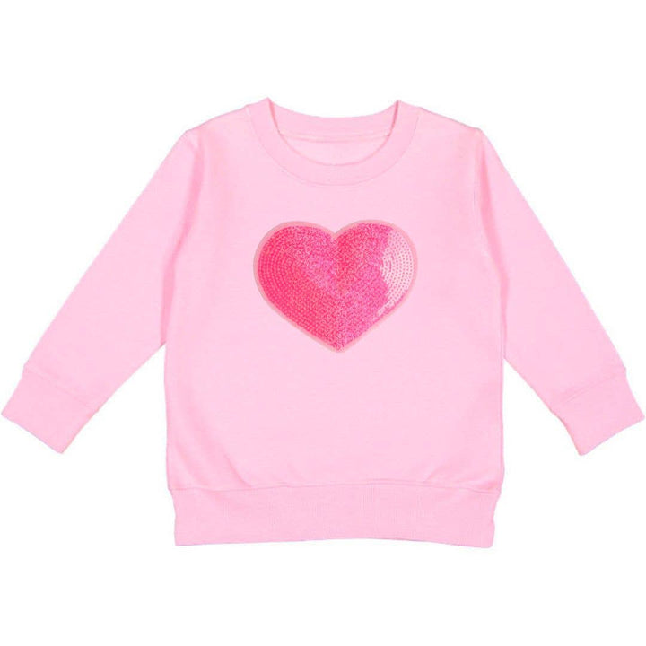 Sweet Wink - Heart Sequin Patch Valentine's Day Sweatshirt - Pink - Kids