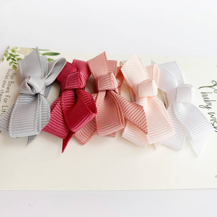 Baby Wisp - 5 Chelsea Bows Boutique Style on Snap Clips - Wedding Bliss