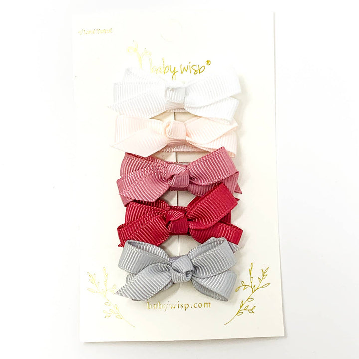 Baby Wisp - 5 Chelsea Bows Boutique Style on Snap Clips - Wedding Bliss